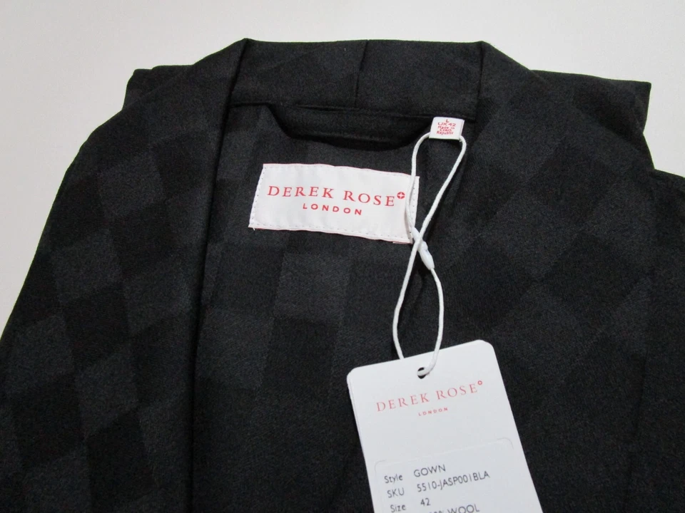 DEREK ROSE HERREN LUXUS MORGENMANTEL - 100% KAMMGARNWOLLE - UVP. 495£ - JASPIS - Bild 2 von 4