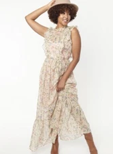 Unique Vintage NWT PLUS Pink & Pastel Floral Beauty Queen Maxi Dress - Size 3X