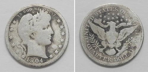 X3611  1904-O Barber Quarter 25c, VG details