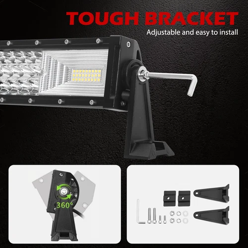 Tri-row 22" 32" 42" 52" LED Work Light Bar Combo Kit 4WD Offroad Driving Truck - Picture 10 of 31