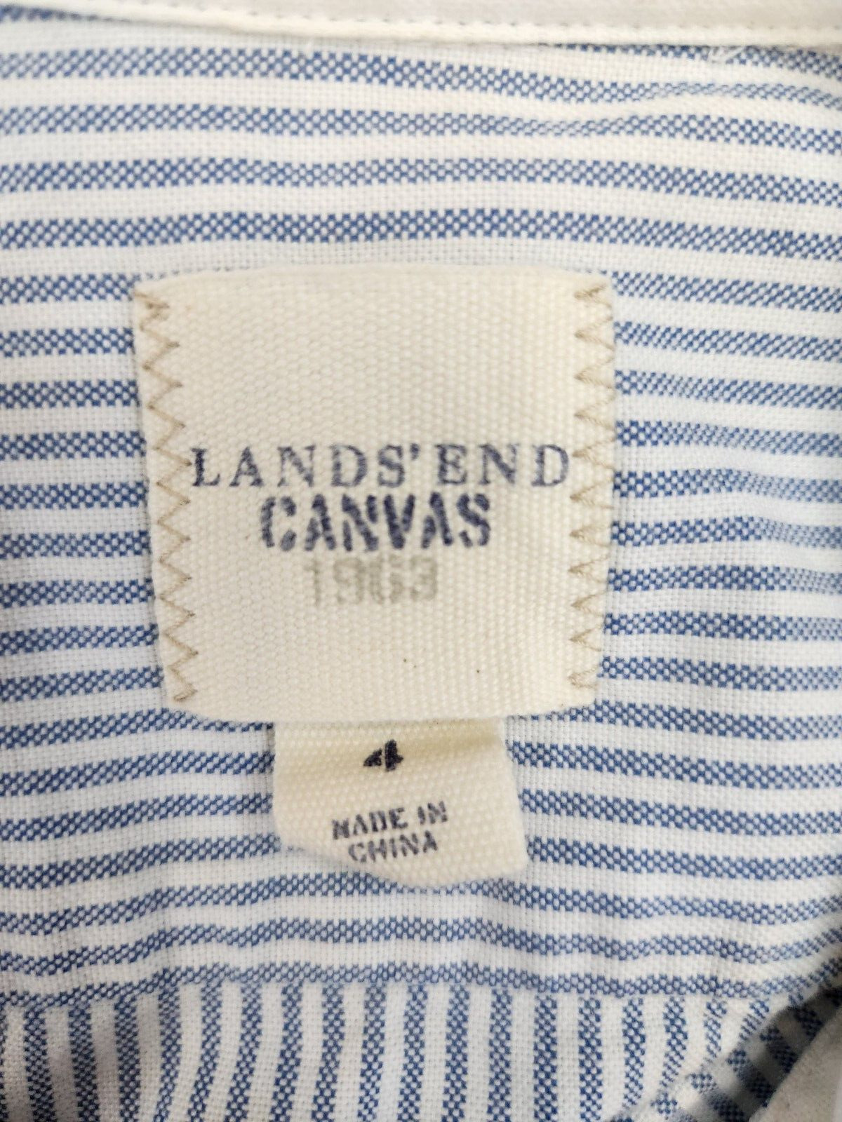 Lands End Canvas Button Up Striped Top White Coll… - image 5