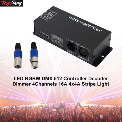 LED RGBW DMX 512 Controller Decoder Dimmer 4Channels 16A 4x4A Stripe Light