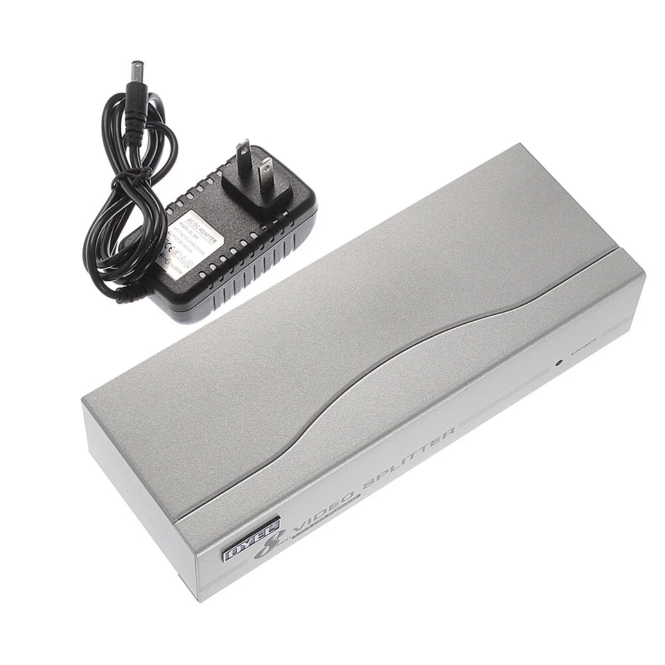 1 PC to 8 Port VGA Monitor Video Splitter Amplifier Box 8 Way 500MHz+Power Cable - Image 2 of 4