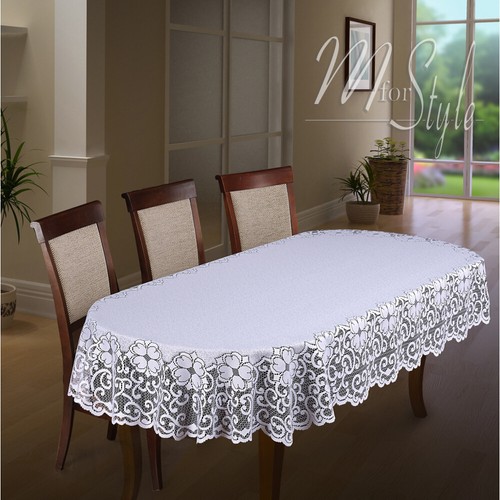 Oval Lace Tablecloth White Table Decoration 55" x 87" 140 x 220cm eBay