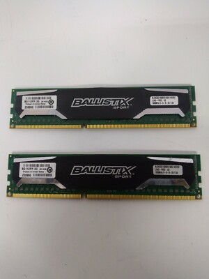 Lot of 2Pcs 8GB (Total: 16GB) Crucial Ballistix Sport desktop