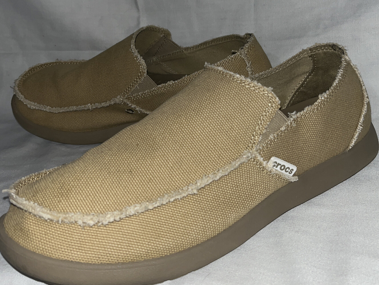 Crocs Shoes Mens 10 Tan Canvas Santa Cruz Slip On Loa… Gem