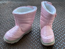 Khombu Girl Boots Pink Faux Patent Faux Fur Shoes Snow Boots Size 5M