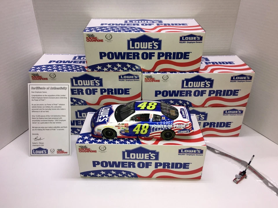  JIMMIE JOHNSON 2002 #48 LOWES EMPLOYEE SPECIAL POWER OF PRIDE 1/24 ROOKIE NIB - Image 3 of 4