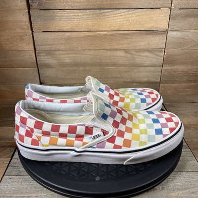 vans rainbow checkerboard slip on