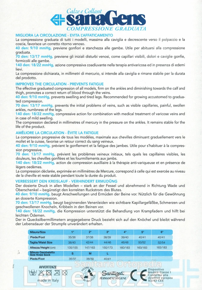 Sanagens Collant Calze CLASSIC 140 den compressione graduata maglia rete - Immagine 2 di 2