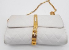 Vintage Susan Gail All Leather White Quilted Small Evening Clutch Nice!