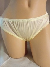 Bikini Panty Sz 5 Brief Adult Unisex Men Silky Yellow Nylon Tricot Wide Gusset