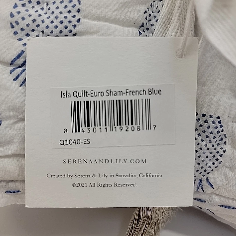SERENA & LILY Isla Quilted Blue & White Whip Stitch HARD TO FIND Set Of Two NWT - Image 3 of 4