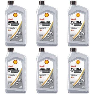 Shell Rotella T5 Diesel Engine Oil HD Synthetic Blend 10W-30 Pack Of 6