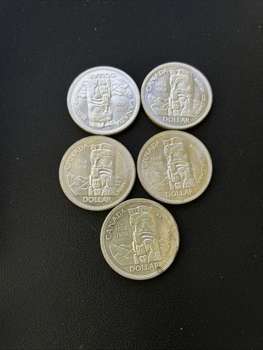 1958 Canada British Columbia Totem Pole Silver Dollar Popular Design Lot 5