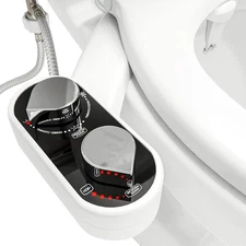 Bidet Attachment for Toilet Seat - Non-Electric, Self-Cleaning Dual Nozzle