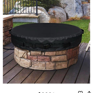 GoldenRaindrop Round Fire Pit Cover 70-74 in Black Weather & Tear Resistant