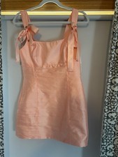 Lulus pale pink square neck mini dress with bows on shoulders