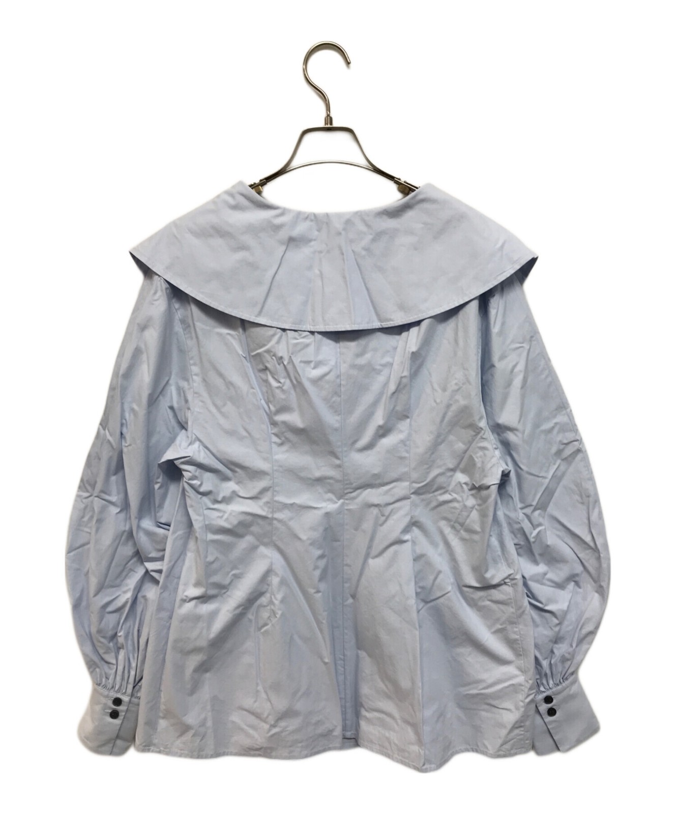 CLANE BIG COLLAR DRAWSTRING BLOUSE SIZE 1 Sky Blu… - image 2