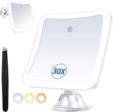 Magnifying Mirror with Light 30X, Lighted Makeup Mirror with Magnification, Rech