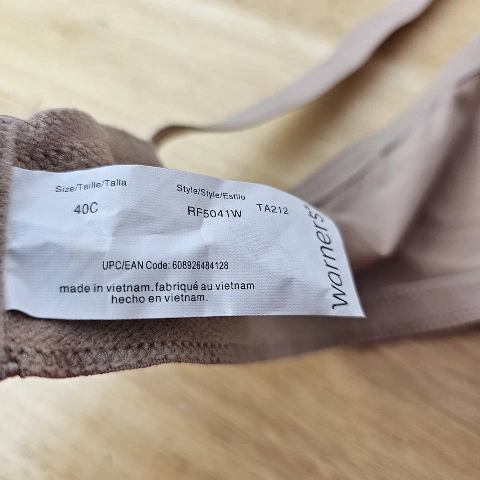 Warners RF5041W Blissful Benefits Bra Lined Underwire Lace Womens 40C Beige - Image 3 of 4