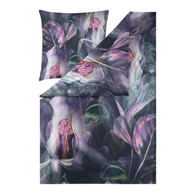 Bettwäsche Blume Blüte Estella Kendra 4834 670 Aubergine Mako Satin Tropisch