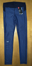 New UNDER ARMOUR HeatGear Print Compression Fit Ankle Leggings M Blue NWT