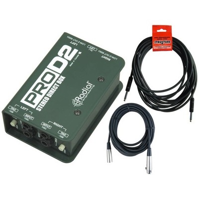 Radial Engineering ProD2 Passive Stereo Direct Box Pro D2 w/ 2 Cables