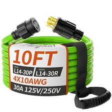 10FT 30 Amp Generator Extension Cord 4 Prong, NEMA L14-30P/L14-30R 10 Gauge S...