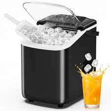Ice Maker Counter Top Bullet Cubes Ice Machine with Portable Handle Basket 26lbs