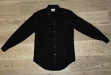 Calvin Klein STEEL Slim Fit Herringbone Black Men's Long Sleeve Dress Shirt