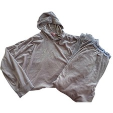 Juicy Couture Velour Lounge Set Purple/Grey Rhinestone Hoodie Joggers Large