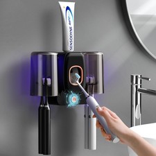 Toothbrush Holders for Bathrooms, Automatic Toothpaste Dispenser Space Saving...
