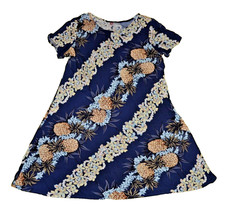 Vtg Hilo Hattie Luau Dress Women's XL Pineapple Lei Pattern Short Made in Hawaii