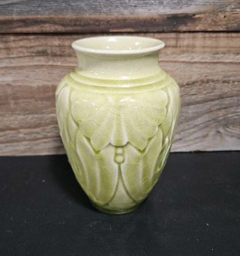 Rookwood Pottery 1940 Glaze 6510 lime Green Vase Moth Butterfly