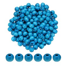 10mm Wooden Beads for Craft Making, 200 Pcs Loose Spacer Beads, Sky Blue