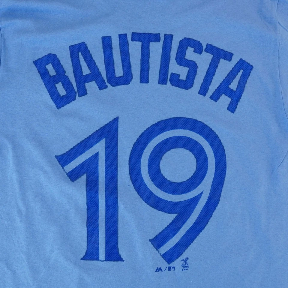 Camiseta Jersey Jose Bautista Majestic MLB Hombres Toronto Azulejos Azul Jugador N&N Foto 3 de 3