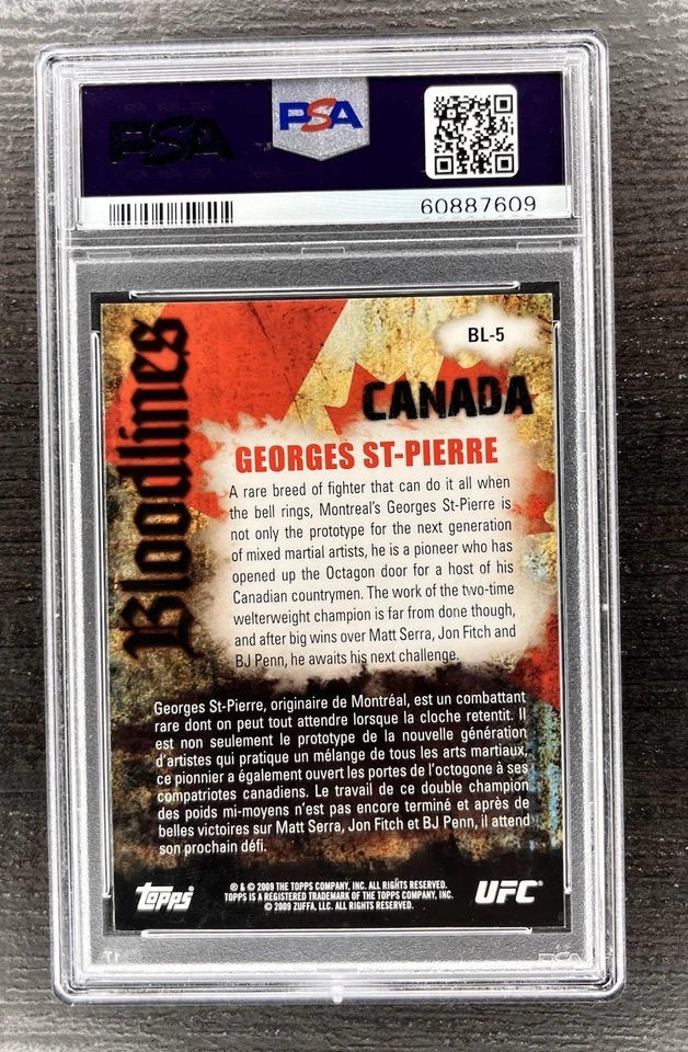 2009 Topps UFC Round 2 Georges St-Pierre Bloodlines #BL5 PSA 9 - Image 2 of 2