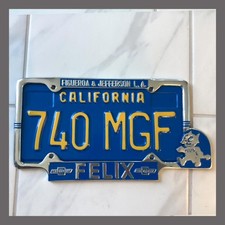 Felix Chevrolet Dealer License Plate Frame 1956 Los Angeles La California Blue