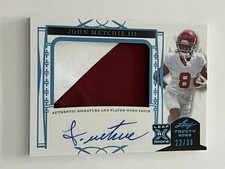 2022 LEAF TRINITY JOHN METCHIE III XRC Patch Autographed Blue /30 Philly Eagles