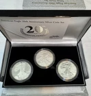 2006 US MINT SILVER AMERICAN EAGLE 20th ANNIVERSARY 3 COIN SET - WITH BOX & COA