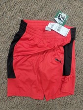 New Puma Kids Size 7 High Risk Red Black Logo Basketball Athletic Shorts NWT