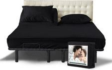 Flex Top King Fitted Sheets for Adjustable Beds 600 Thread Count Half Split 3 PC