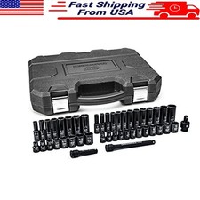 Impact Socket Set 44 Pc. 3/8" Drive 6 Pt Standard Deep SAE/Metric Kit New