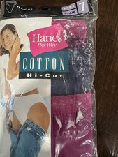 VTG 2001 Hanes Her Way Accents Hi-Cut Cotton Brief Size 7 Women 3 Pack Panties