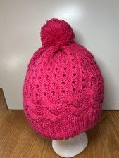 Pom Pom Knit Hat Beanie Womens One Size Pink Cable Bobble Winter Soft Warm