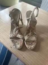 VIA SPIGA Womens Multi Leather Designer Open Toe Wedge Sandals Heels 7