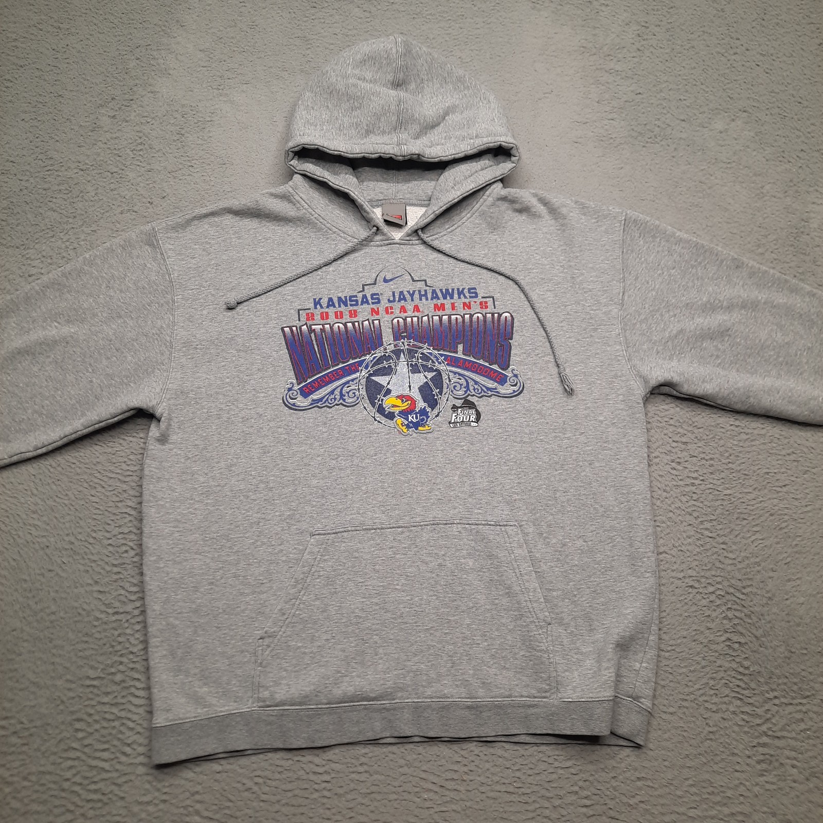 SACAI X NIKE VINTAGE Nike Kansas Jayhawks Felpa con Cappuccio Uomo XL Grigio Pile Basketball Champions 2008