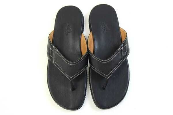 Hermes Flip Flop Sandals Black Leather Size 40.5 US About7.5 For Men thumbnail 22