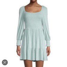 Steve Madden x BB Dakota smocked long sleeve dress sea mist size L nwt